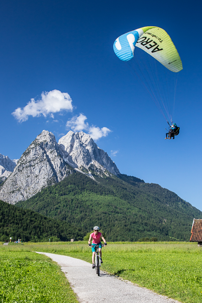 Paragliding and biking