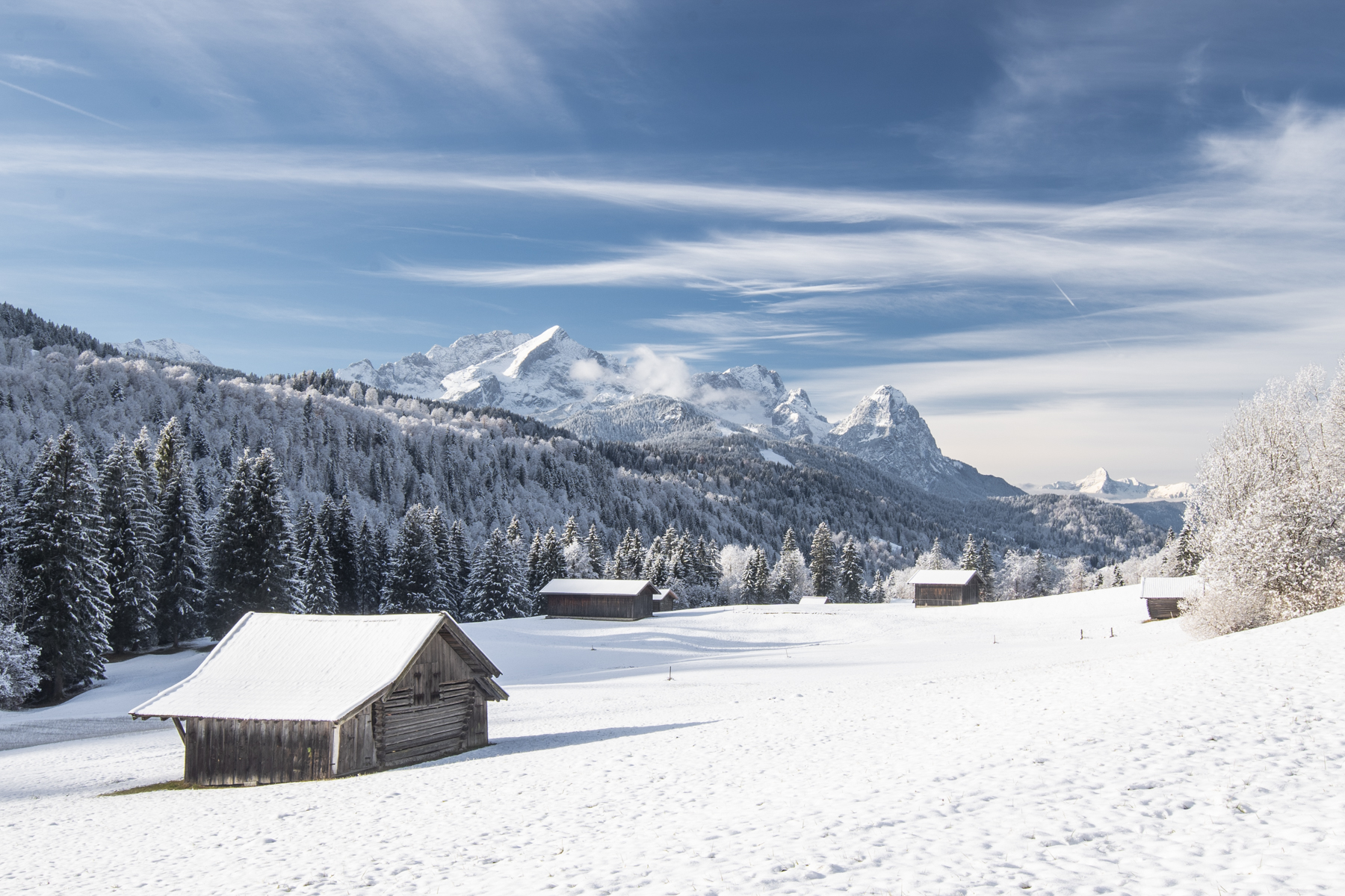 View of the German Alps in Winter