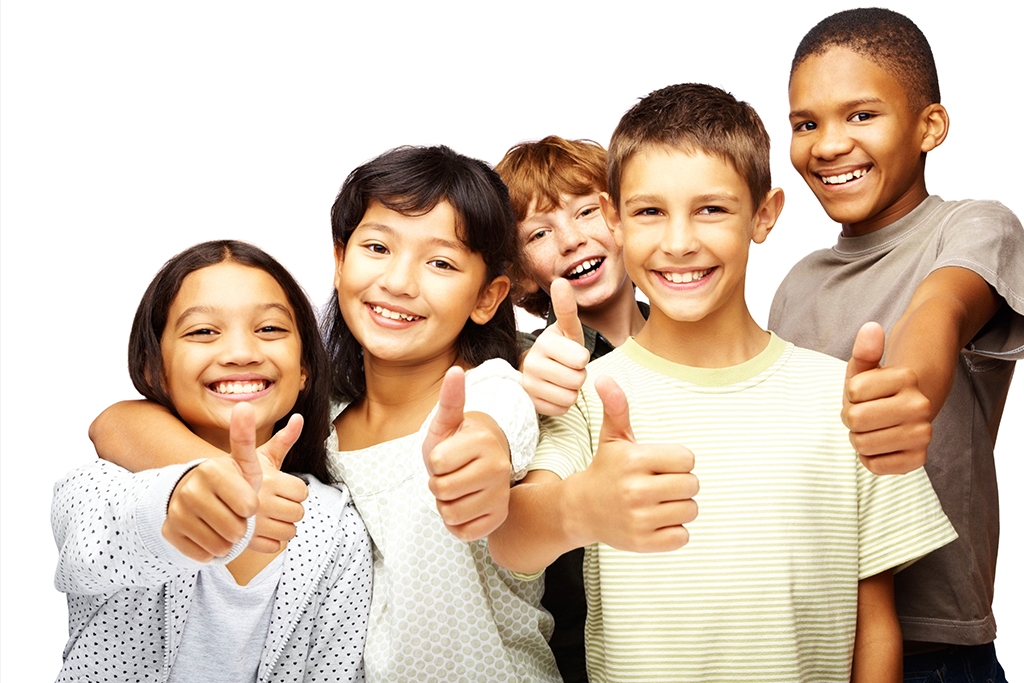 Kids giving a thumbs up